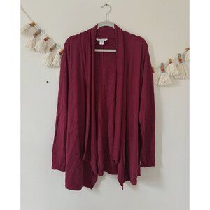 Athleta Pranayama Restore Wrap Nirvana Ultra Soft Open Front Cardigan Burgundy L